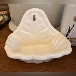 Two Vintage Milky White Ceramic Wall Hanging Soap/Trinket/Decorative Dish